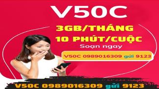 Gói V50C Viettel ưu đãi 3GB/tháng + gọi nội mạng free