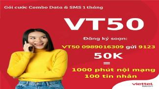 Đăng ký gói VT50 Viettel ưu đãi 1000P nội mạng + 100SMS