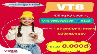 Đăng ký gói VT8 Viettel nhận ngay quà khủng