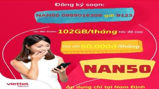 Mách bạn gói NAN50 Viettel - ưu đãi 102Gb tại Nghệ An
