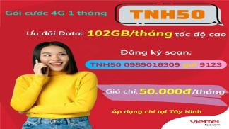 Đăng ký gói TNH50 ưu đãi lên tới 102GB/tháng, giá chỉ 50k