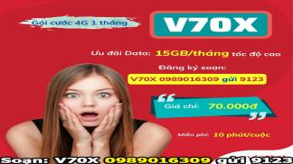 Đăng ký gói V70X Viettel ưu đãi khủng lên tới 15Gb/ tháng
